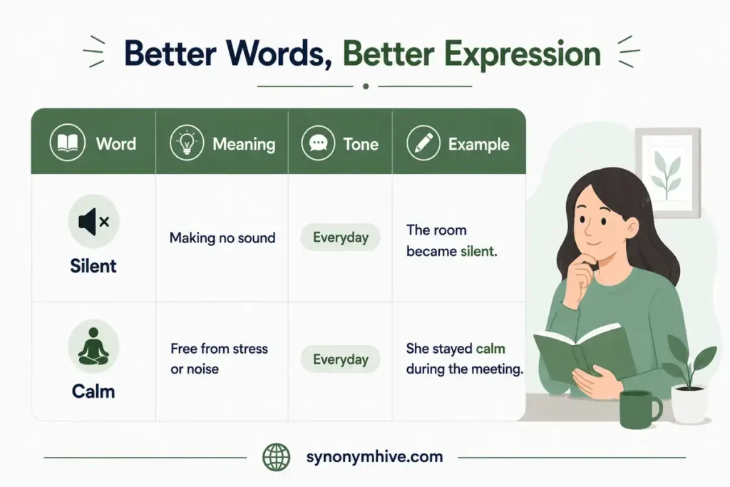 Master List Of Synonyms For Quiet