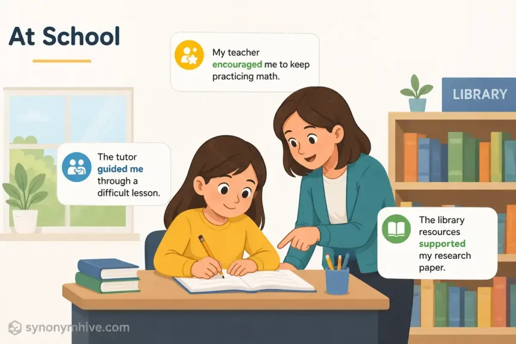 What Are Real Examples Of Synonyms For Helped In Everyday Life