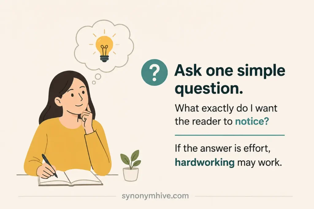 How can you choose the right hardworking synonym quickly