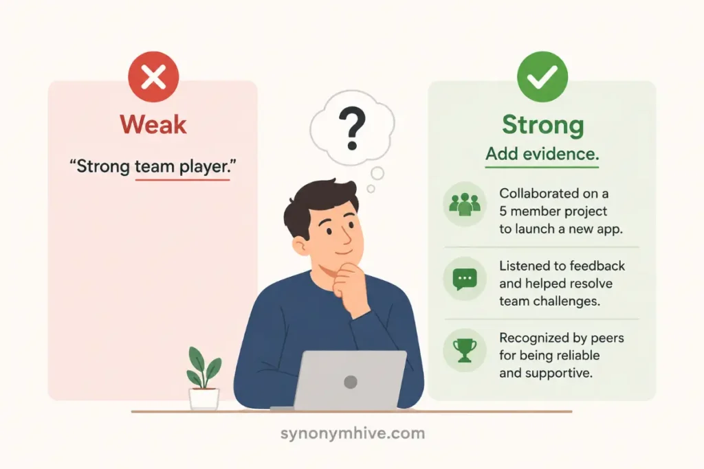 How can you make team player sound stronger