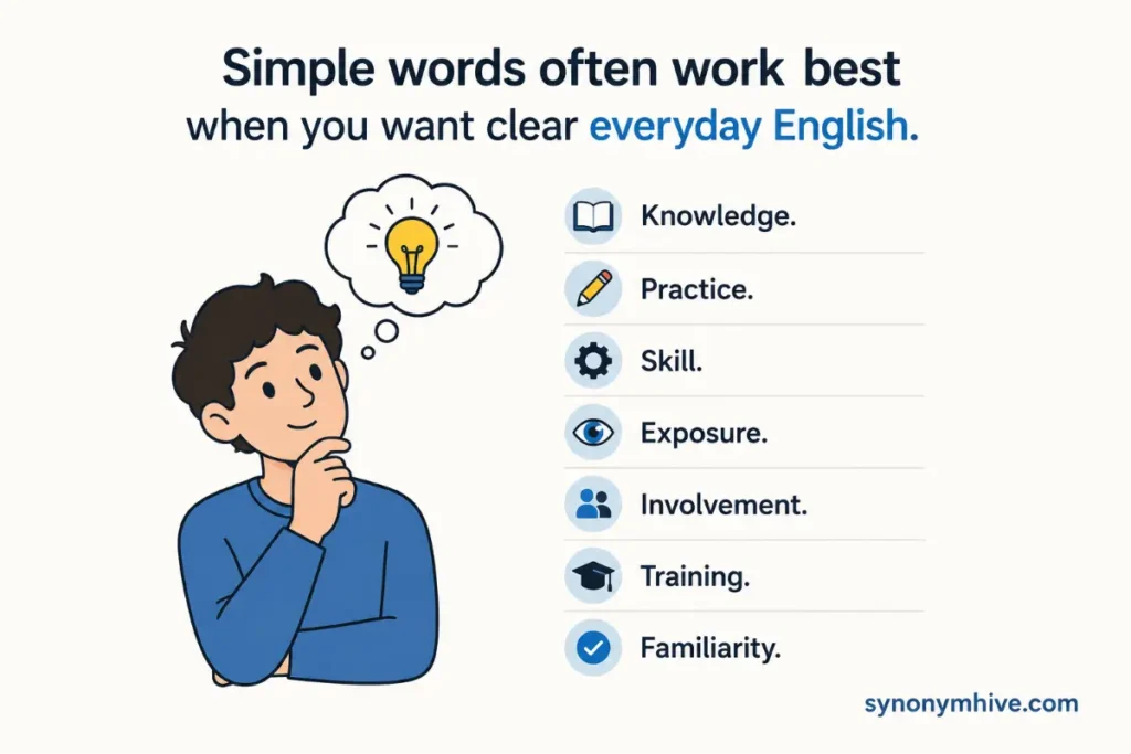 What are simple synonyms for experience