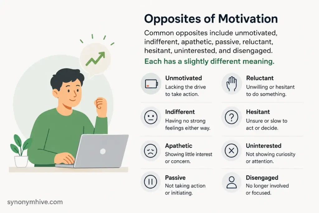 What are the antonyms of motivated