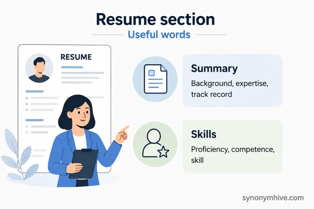 What are the best experience words for different resume sections