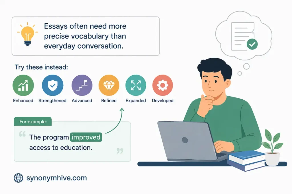 What Is Another Expression For Improved In An Essay