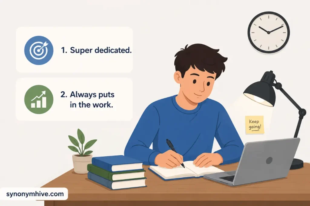 What is another term for hardworking in texting