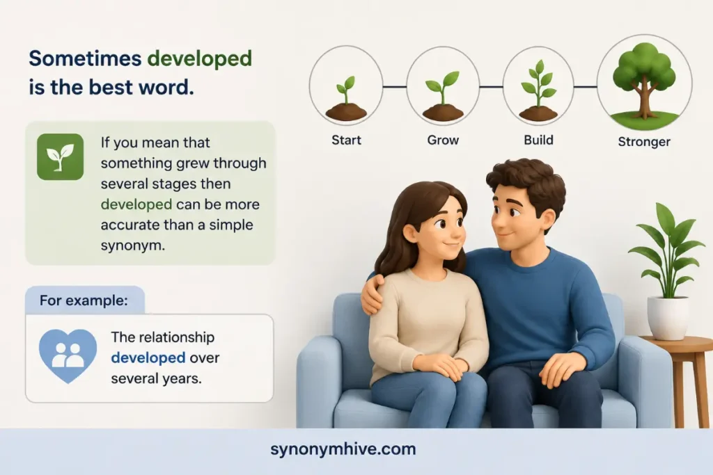 When should you not use another word for developed