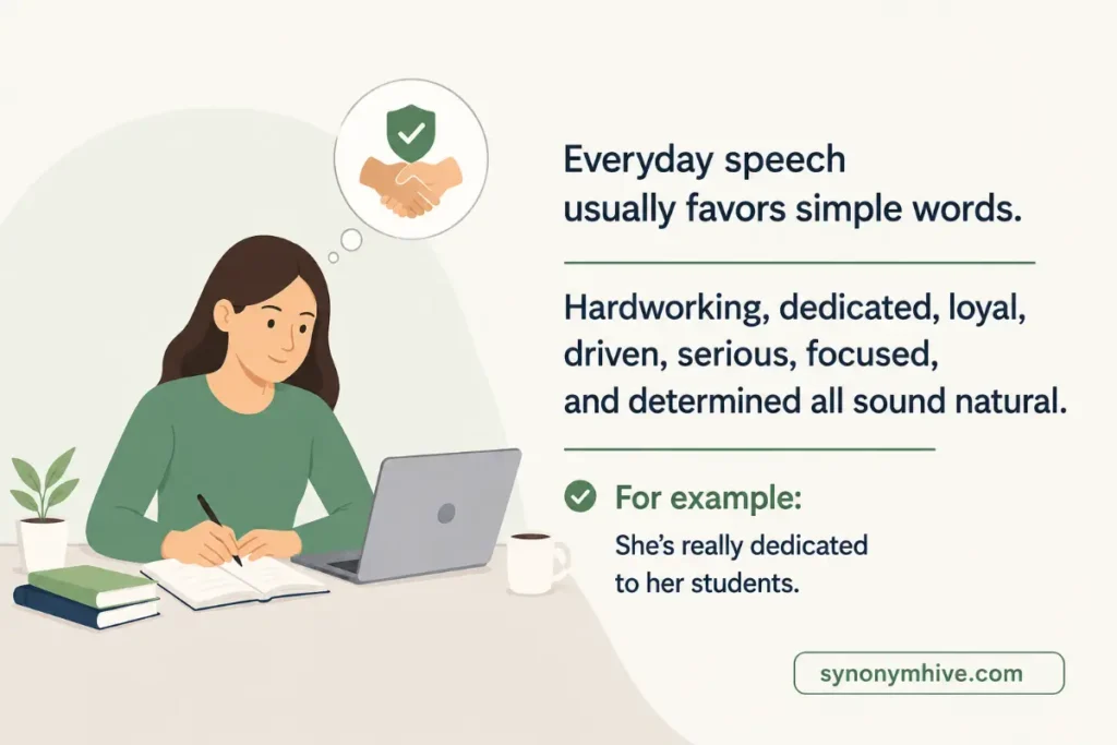 another word for committed in speaking