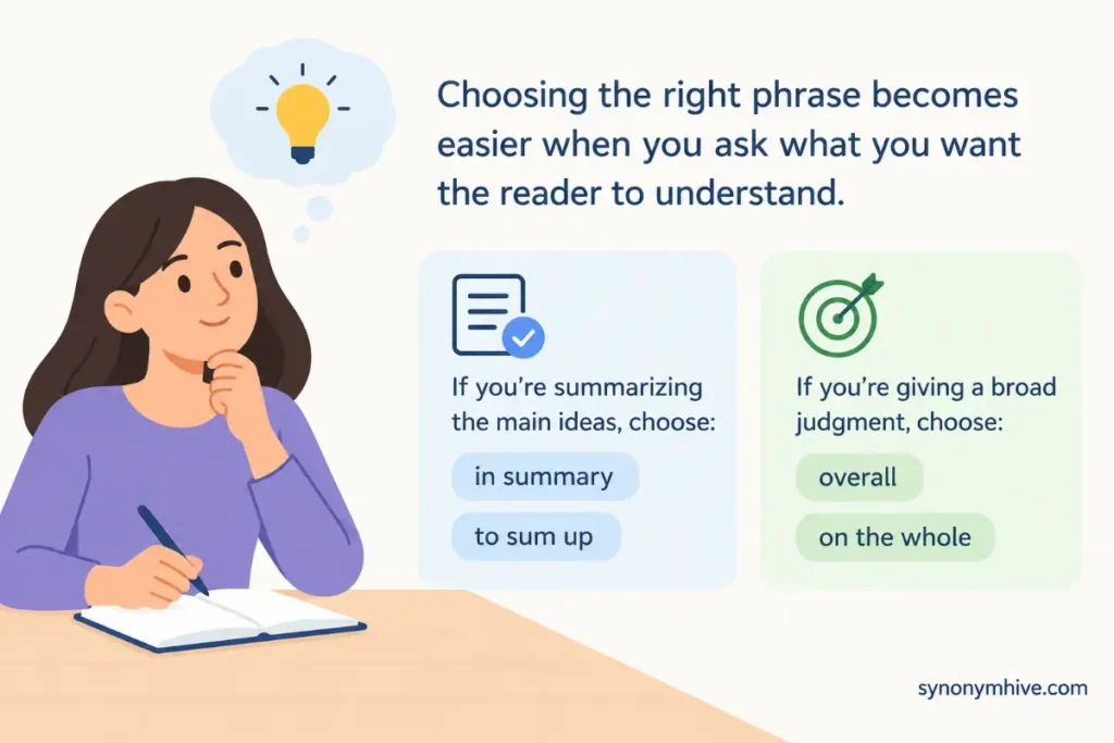 How do you choose the right Another Word for In Conclusion
