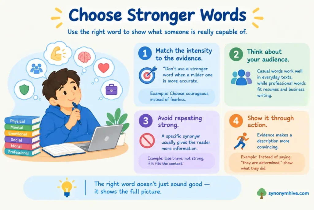 Quick tips for choosing words to describe strength