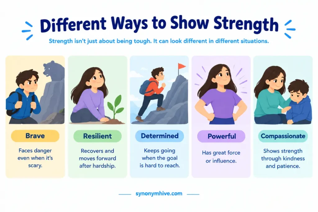 What are the best words to describe strength in a character?