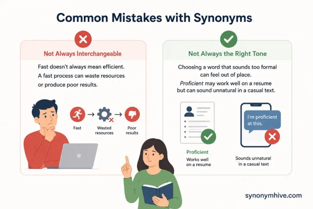 What are the common mistakes with another word for efficient