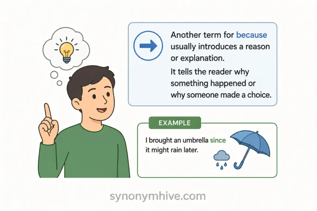 What Does Another Word for Because Mean