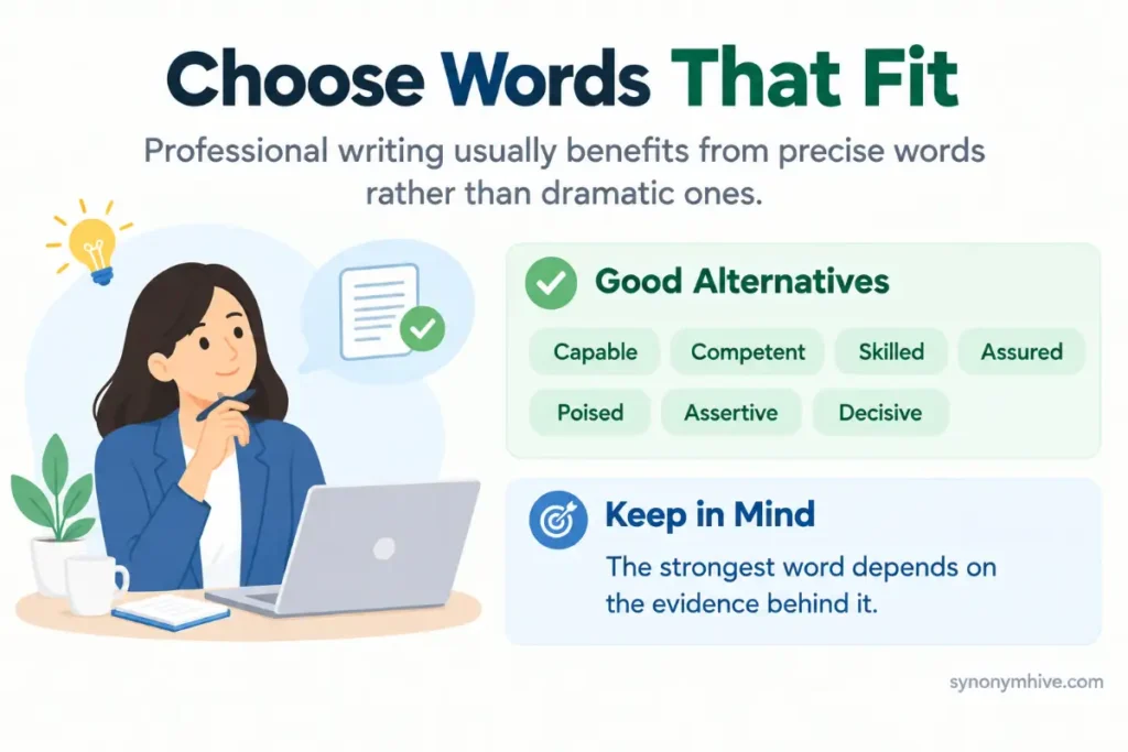 What Is Another Word For Confident In Professional Writing