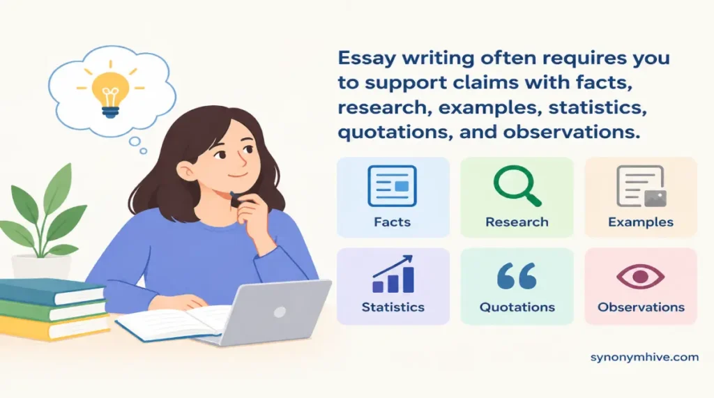 What Is Another Word for Evidence In An Essay