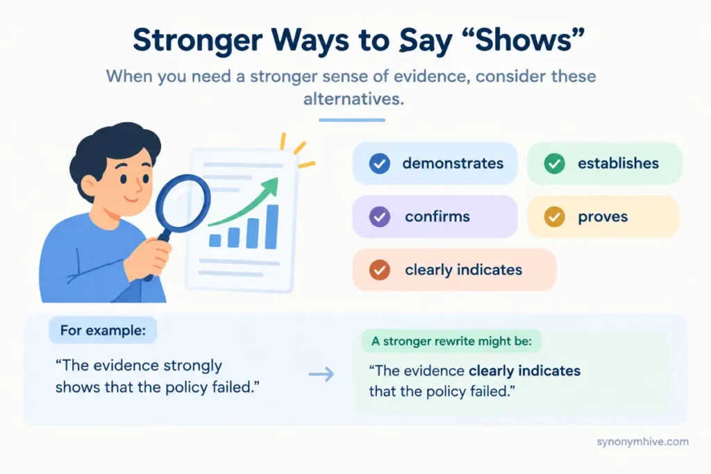 What Is Another Word For Shows Strongly