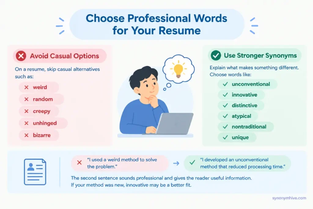 What is another word for weird in a resume