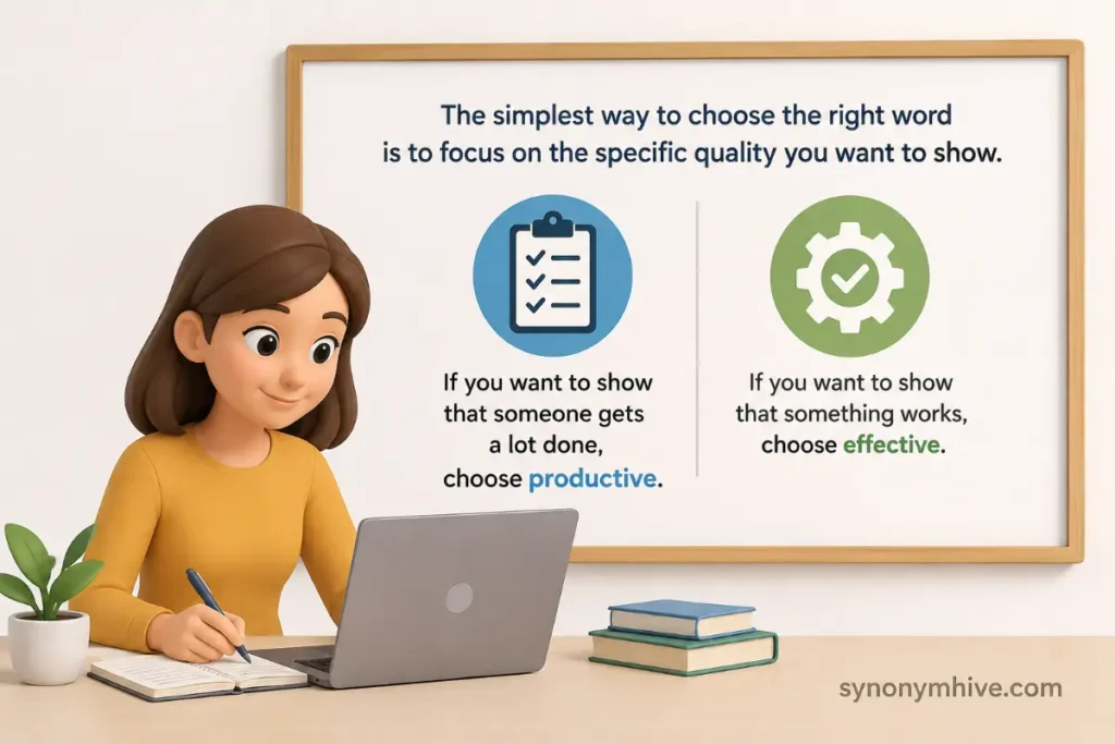 What should you remember when choosing another word for efficient