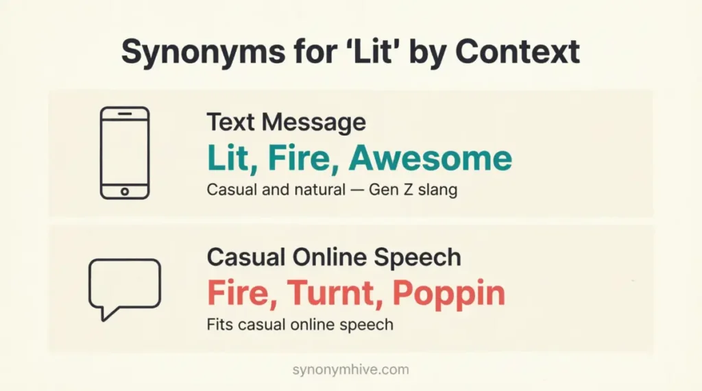 Which another Word for lit Is Best For Each Situation