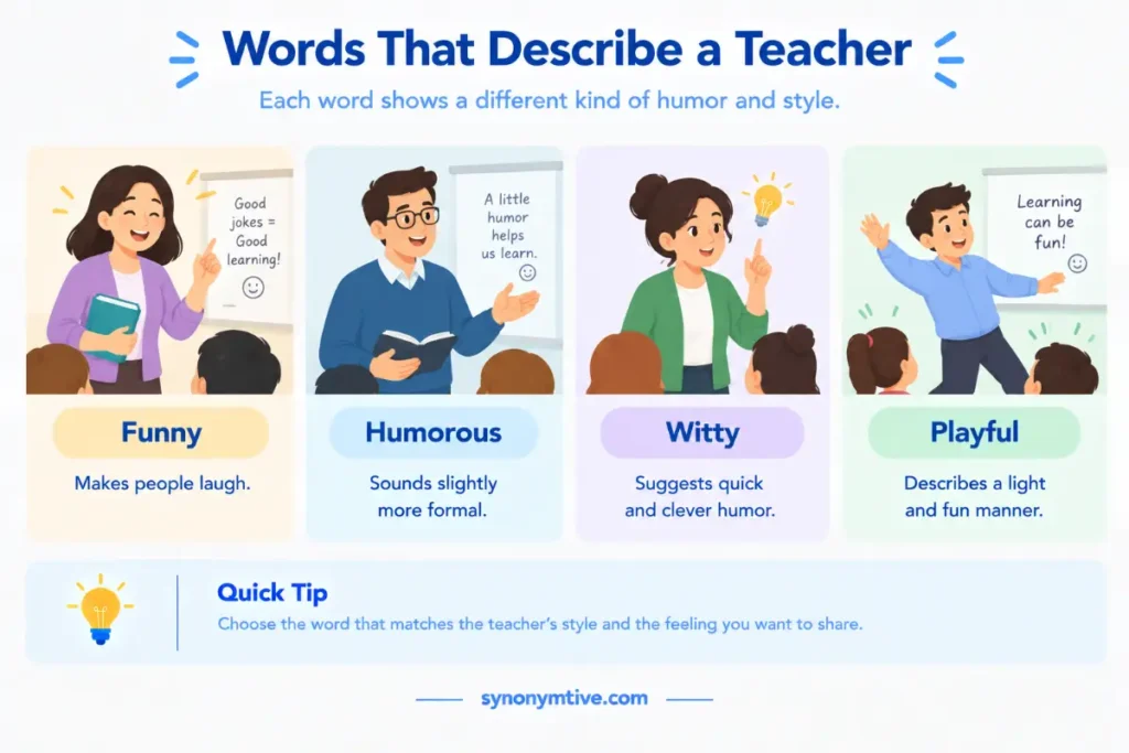 Which Words Describe a Teacher Who Is Funny?
