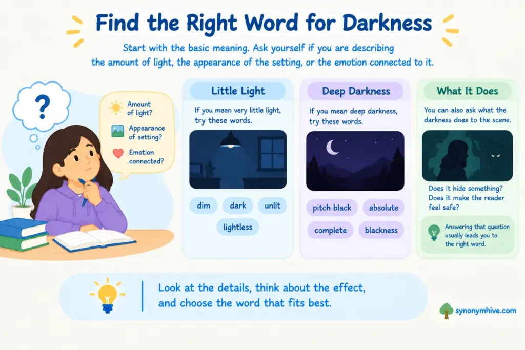 How can you choose the right word for darkness