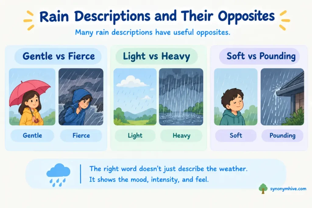 What Are The Antonyms Of Rain Descriptions