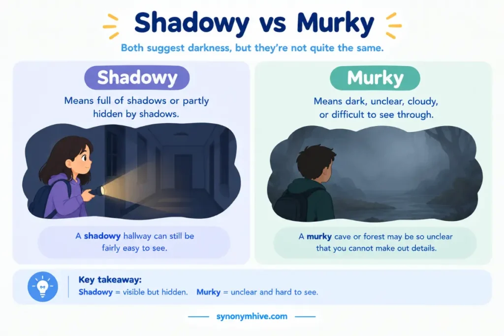 What is the difference between shadowy and murky